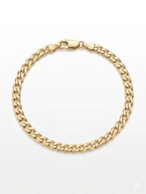 Gold Plated Plain Chain Bracelet Length 7.6” 19.3 cm